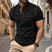 Wearclo | Henley Polo Shirt with Contrast Stitching