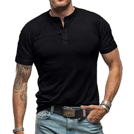 Wearclo | Men's Henley T-Shirt with Button Neck
