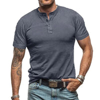 Casual Button-Neck Henley T-Shirt