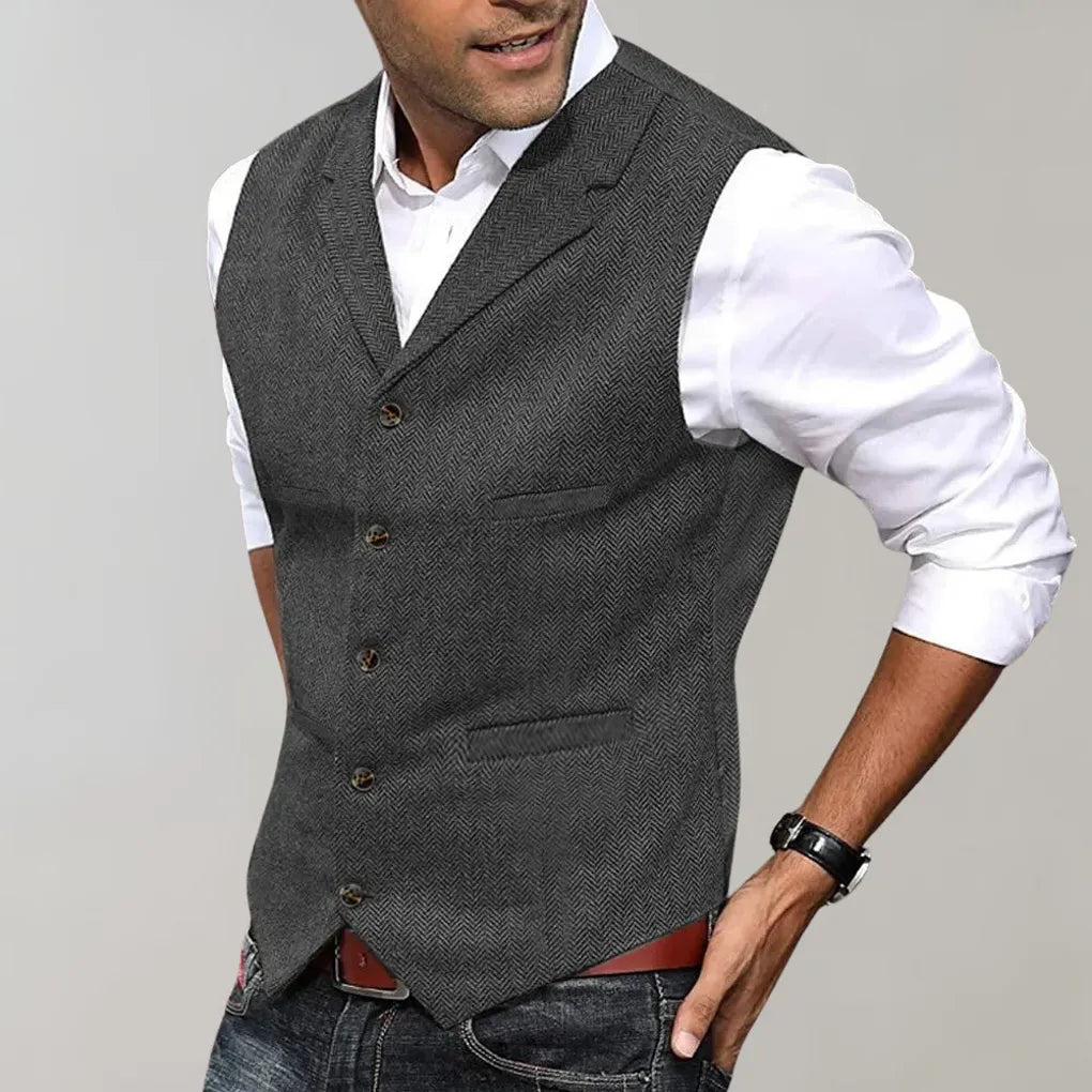 Wearclo | Men's Herringbone Suit Vest