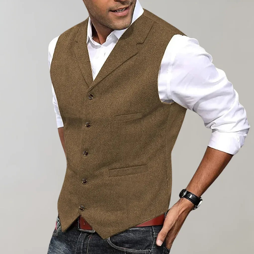 Wearclo | Men's Herringbone Suit Vest