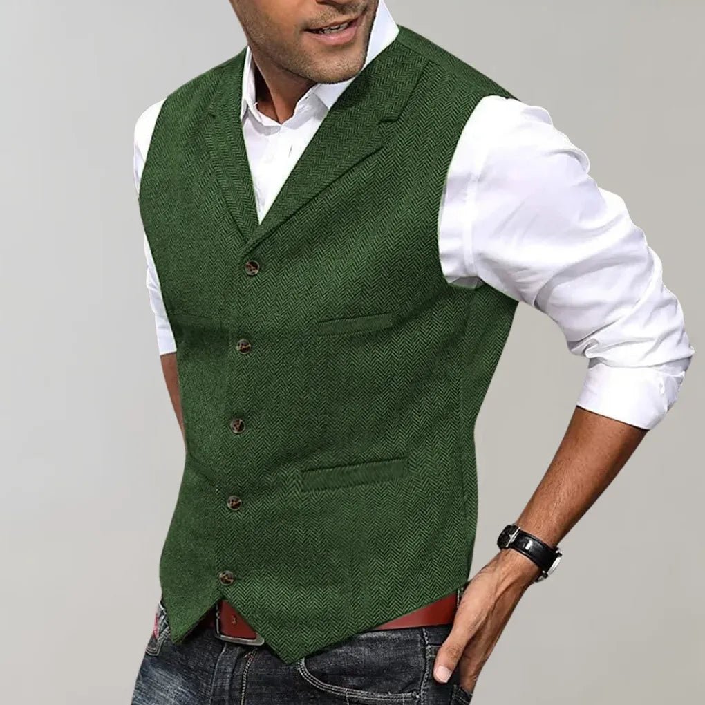Wearclo | Men's Herringbone Suit Vest