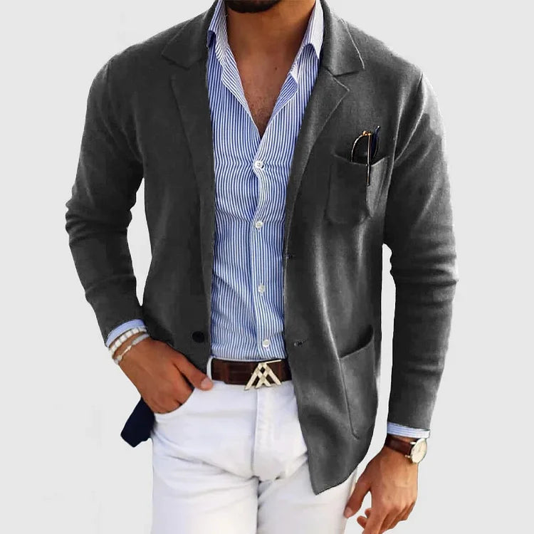 Wearclo | Men's Knit Blazer with Patch Pockets