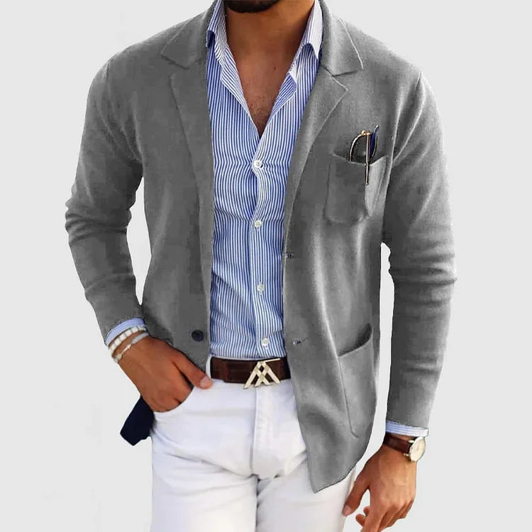 Wearclo | Men's Knit Blazer with Patch Pockets