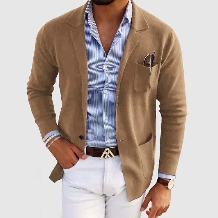 Wearclo | Men's Knit Blazer with Patch Pockets