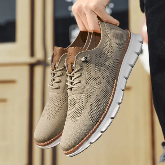 Wearclo | Men's Knit Sneakers with Lace-Up Oxford Design