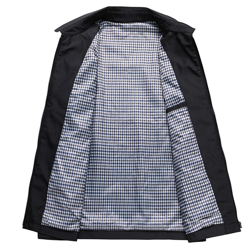 Wearclo | Men's Lightweight Waterproof Jacket with Checked Lining