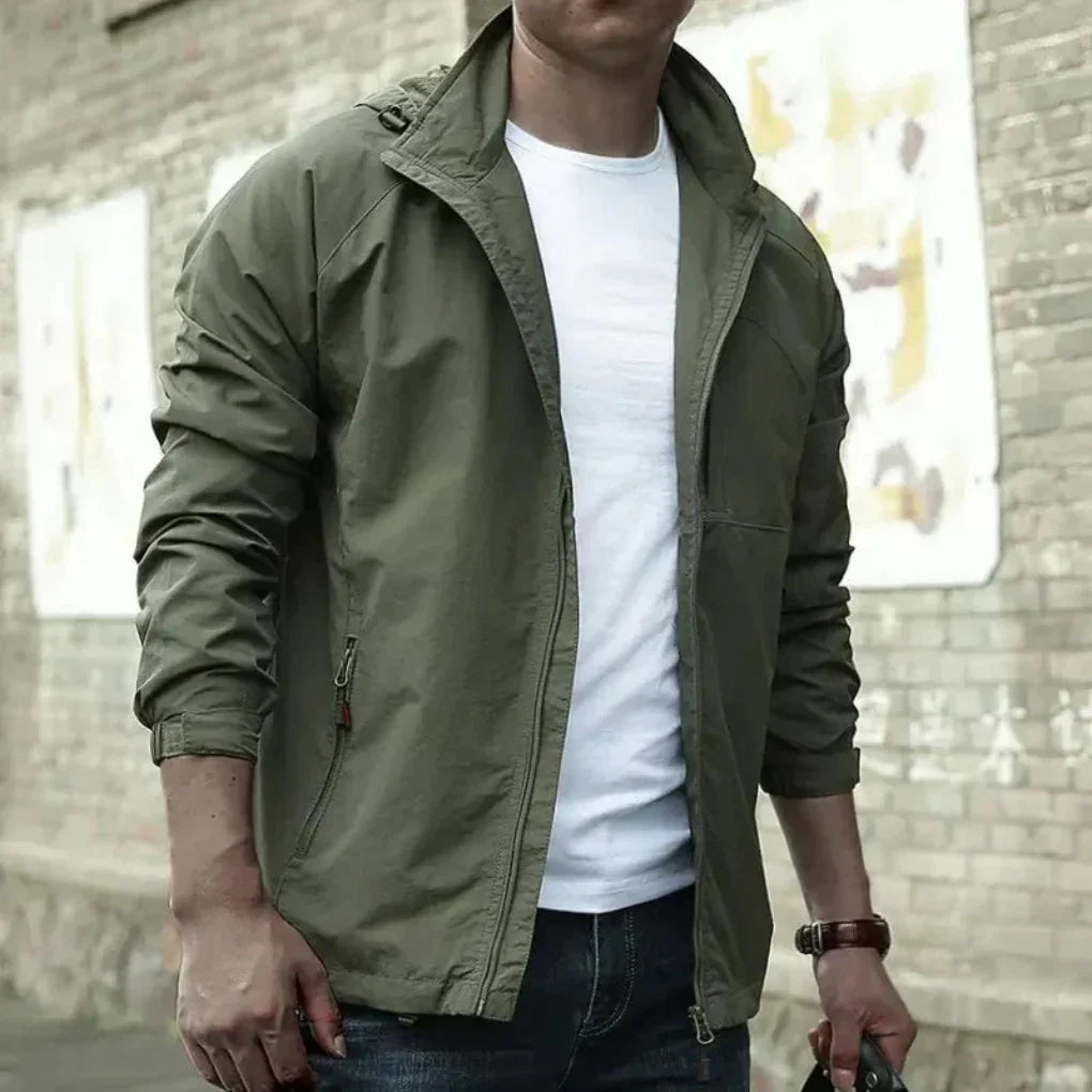 Wearclo | Men's Lightweight Zip-Up Jacket with Hood