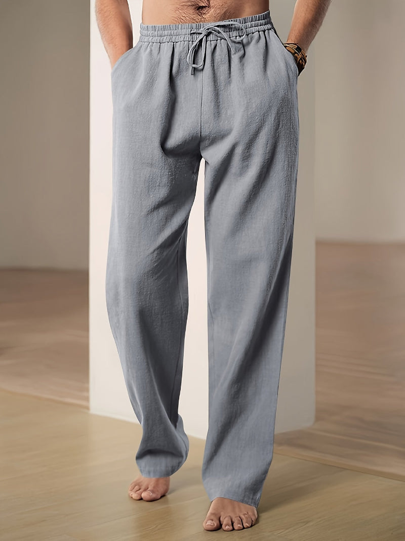 Wearclo | Men's Linen Blend Drawstring Lounge Pants