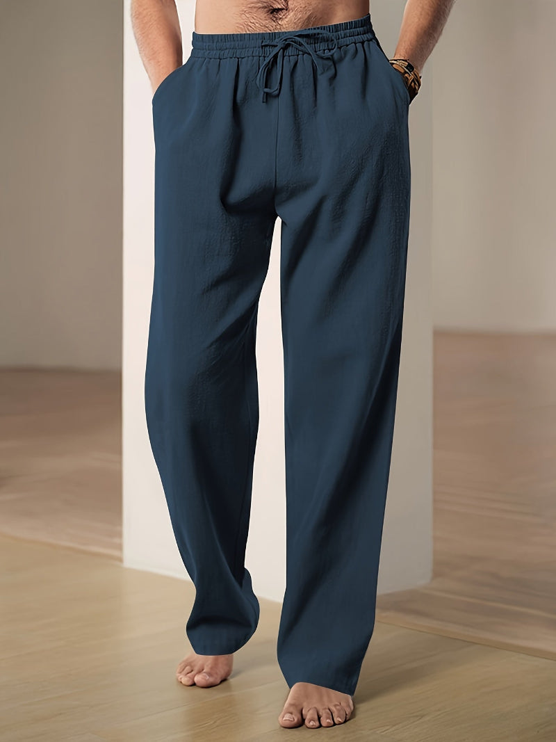 Wearclo | Men's Linen Blend Drawstring Lounge Pants
