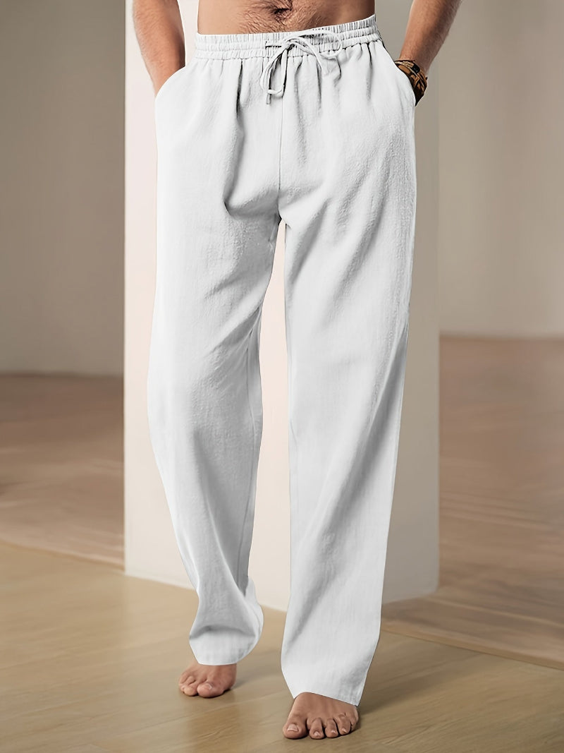 Wearclo | Men's Linen Blend Drawstring Lounge Pants