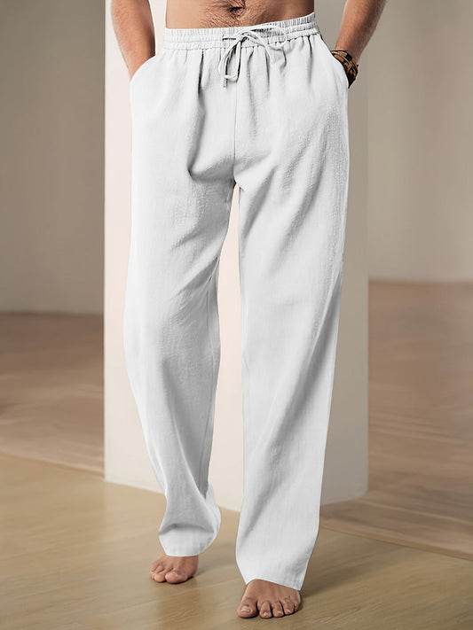 Wearclo | Men's Linen Blend Drawstring Lounge Pants