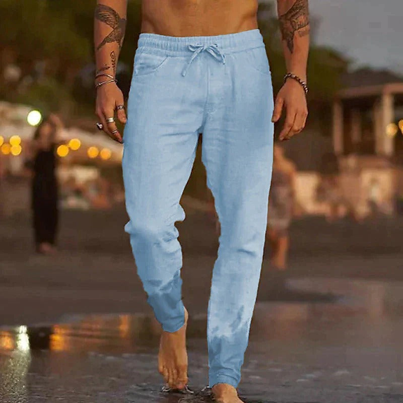 Wearclo | Men's Linen Drawstring Pants