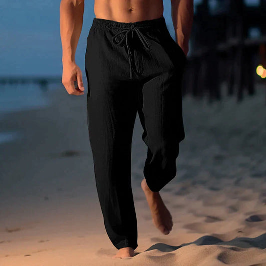 Wearclo | Men's Linen Lounge Pants with Drawstring Waist