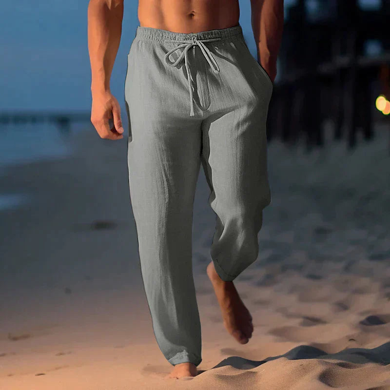 Wearclo | Men's Linen Lounge Pants with Drawstring Waist