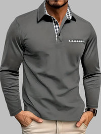 Men's Breathable Gingham Trim Polo Shirt