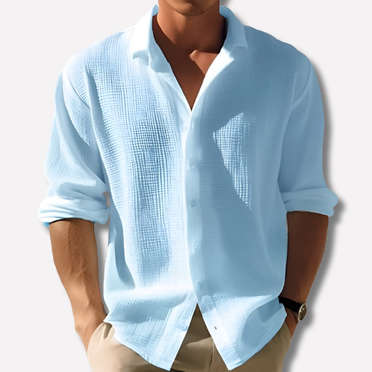 Wearclo | Men's Long Sleeve Textured Button-Up Shirt