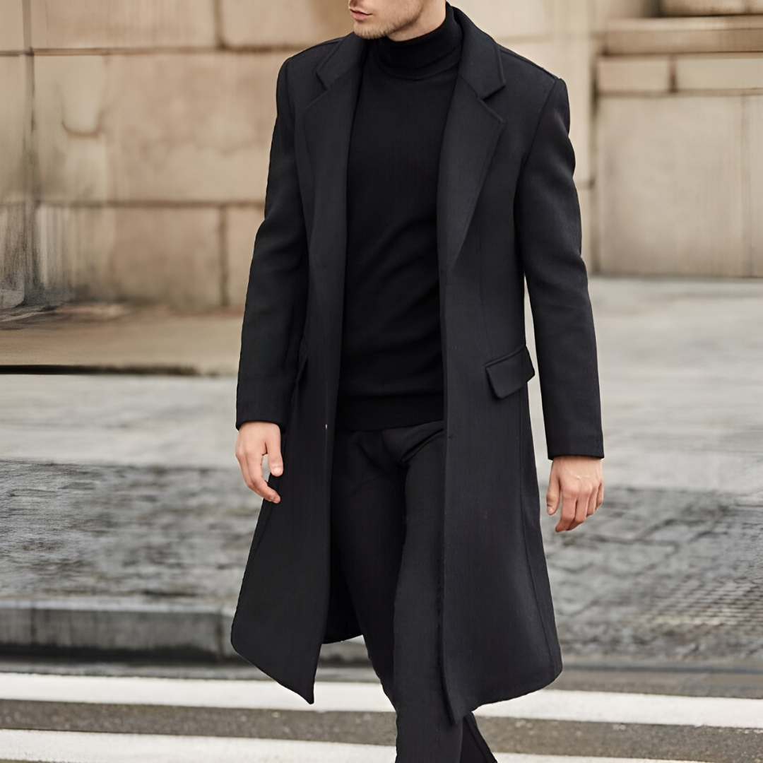 Wearclo | Men's Long Wool Overcoat