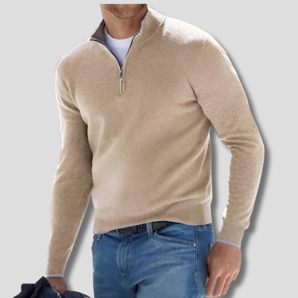 Wearclo | Men's Quarter-Zip Knit Sweater