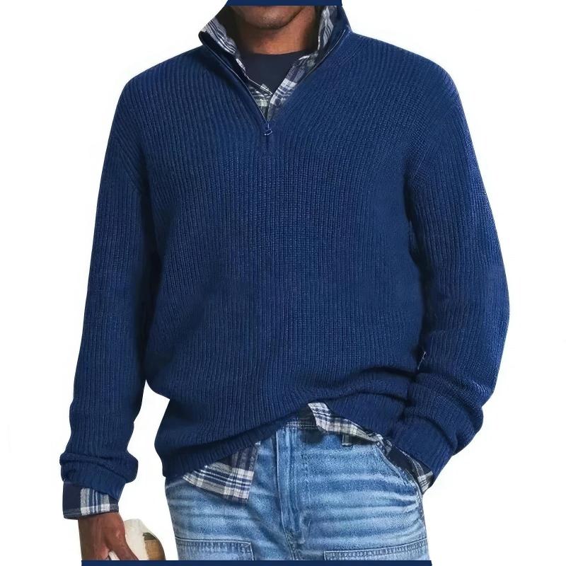 Wearclo | Men's Ribbed Quarter-Zip Pullover Sweater