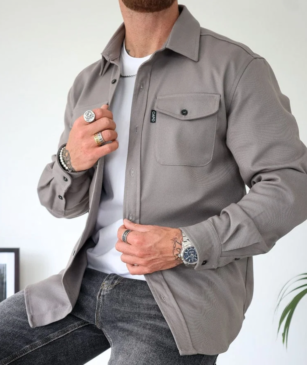 Wearclo | Men's Shirt Jacket with Chest Pockets