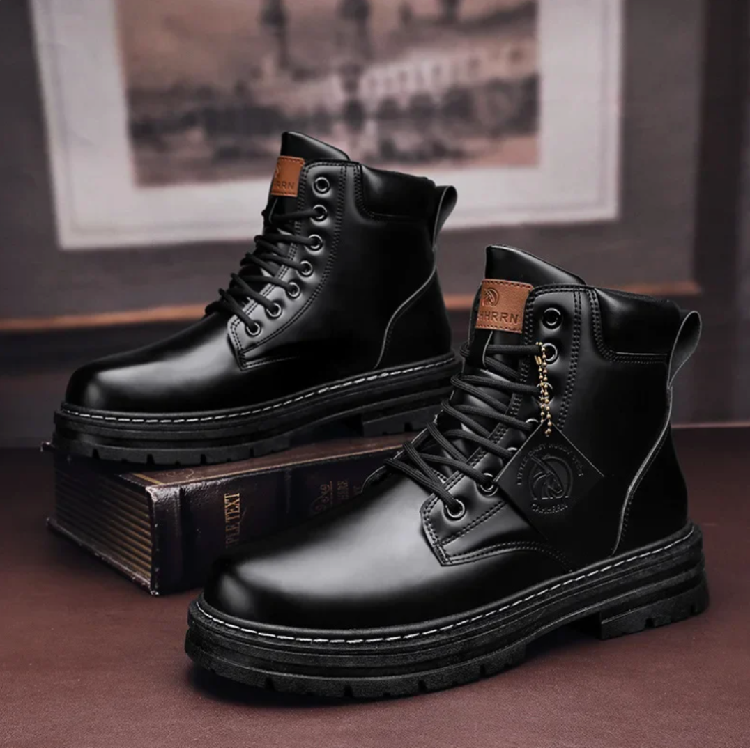 Wearclo | Men's Shoes with Laces | Comfortable Leather Shoes with Supportive Soles | Black
