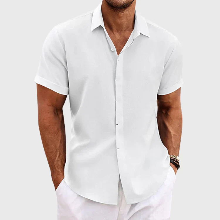 Wearclo | Men's Short Sleeve Linen Blend Shirt
