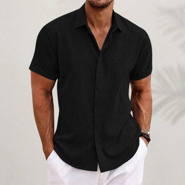 Wearclo | Men's Short Sleeve Linen Blend Shirt