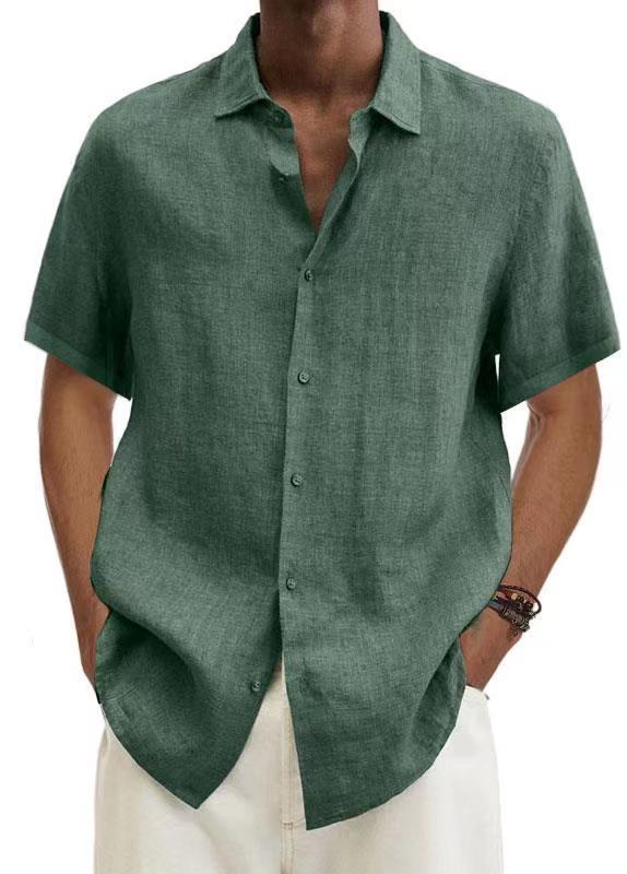 Wearclo | Men's Short Sleeve Linen Blend Shirt