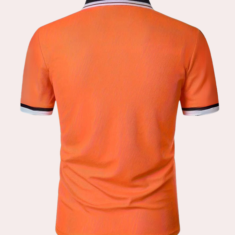 Wearclo | Men's Short Sleeve Polo Shirt with Striped Collar