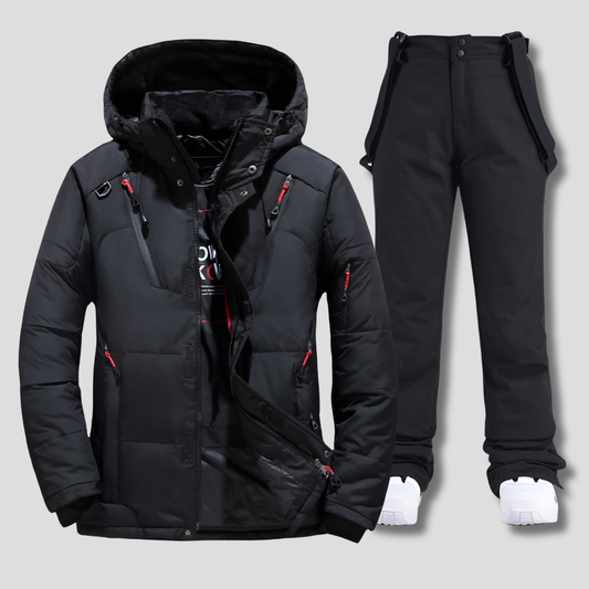 Wearclo | Men's Ski Suit with Hooded Jacket and Suspenders