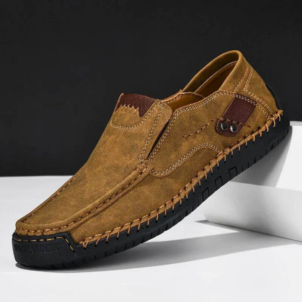 Wearclo | Men's Slip-On Loafers with Contrast Stitching