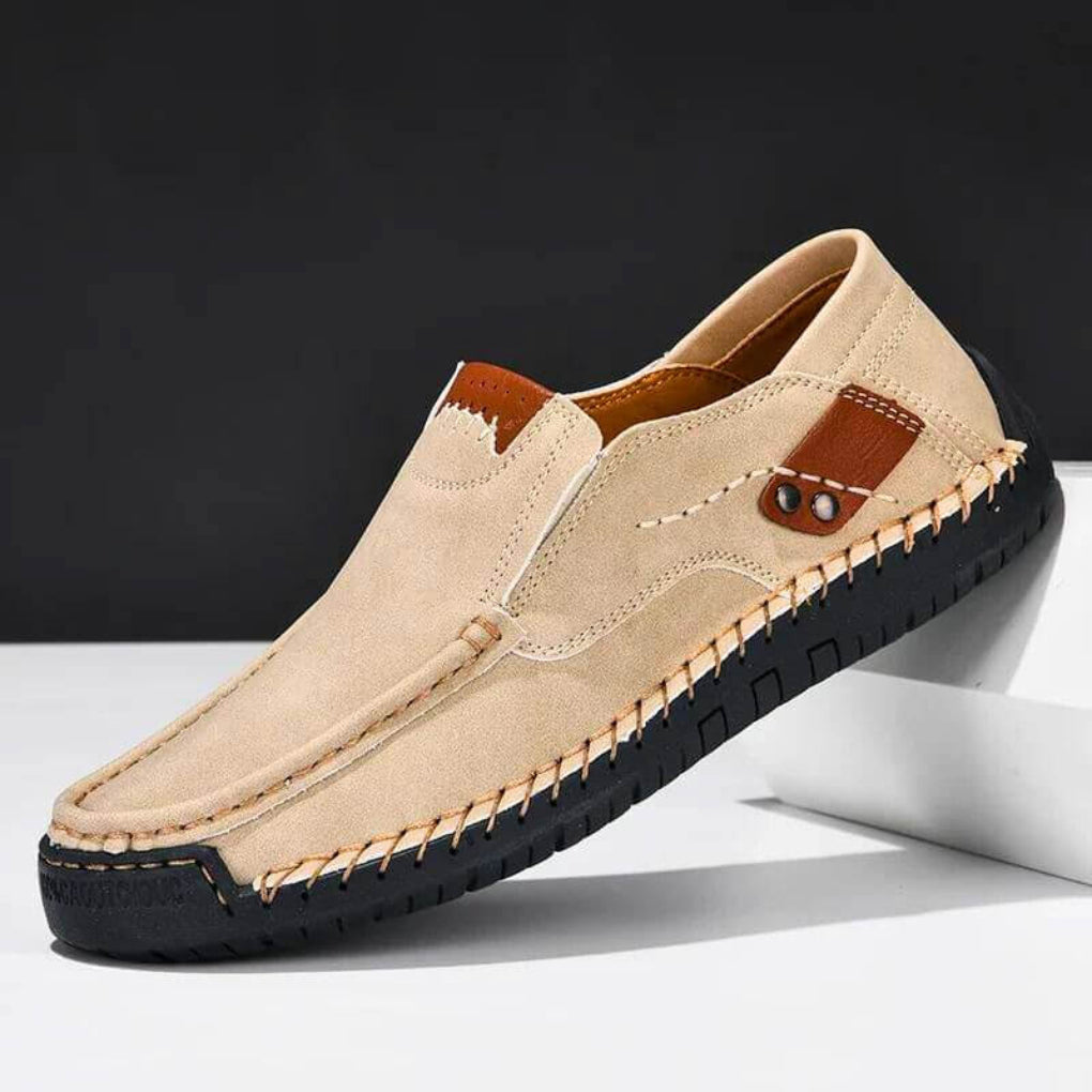 Wearclo | Men's Slip-On Loafers with Contrast Stitching
