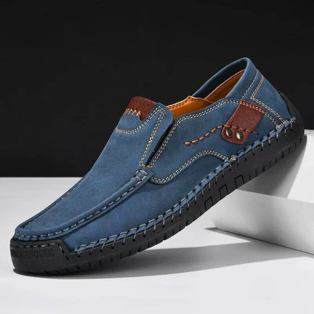 Wearclo | Men's Slip-On Loafers with Contrast Stitching