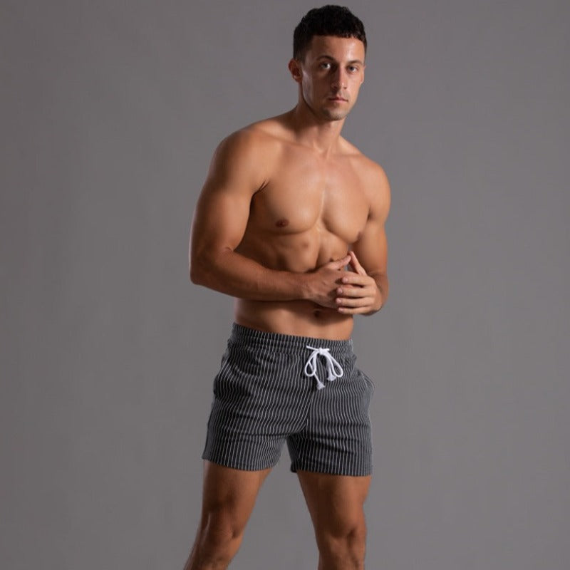 Wearclo | Men's Striped Fitness Shorts with Drawstring