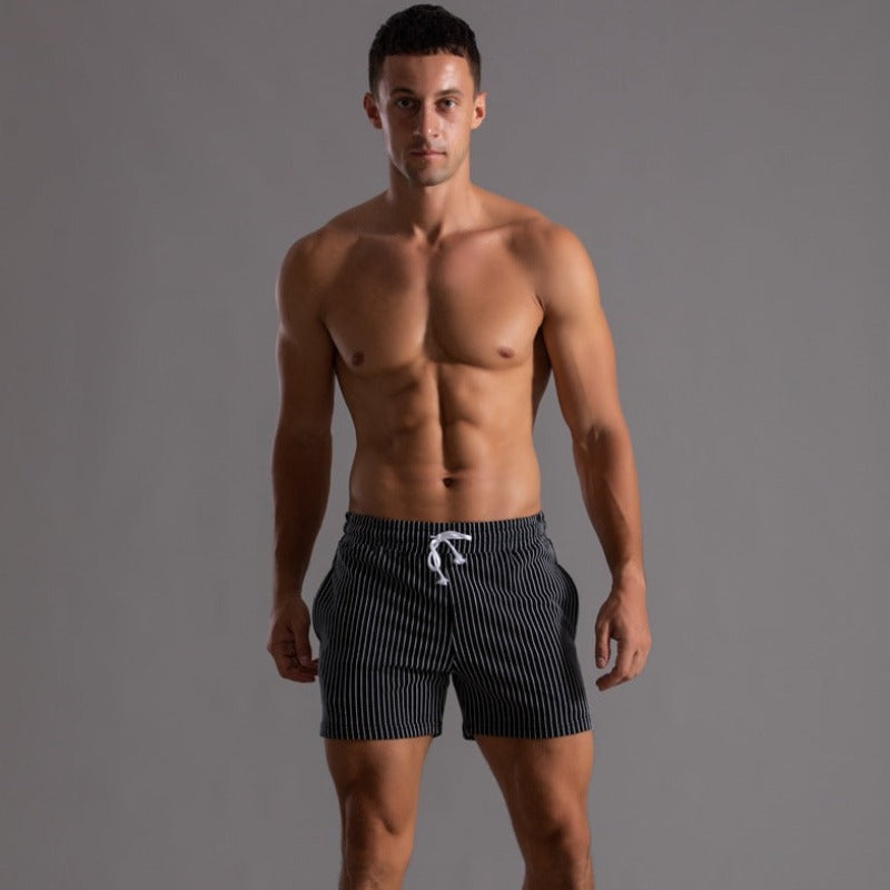 Wearclo | Men's Striped Fitness Shorts with Drawstring