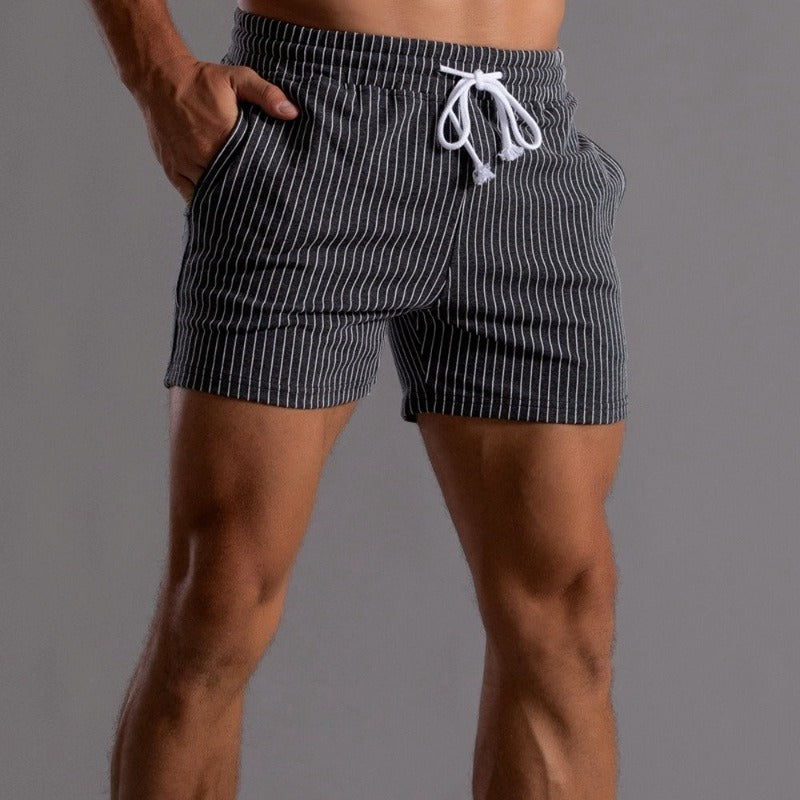 Wearclo | Men's Striped Fitness Shorts with Drawstring