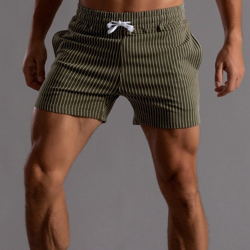 Wearclo | Men's Striped Fitness Shorts with Drawstring