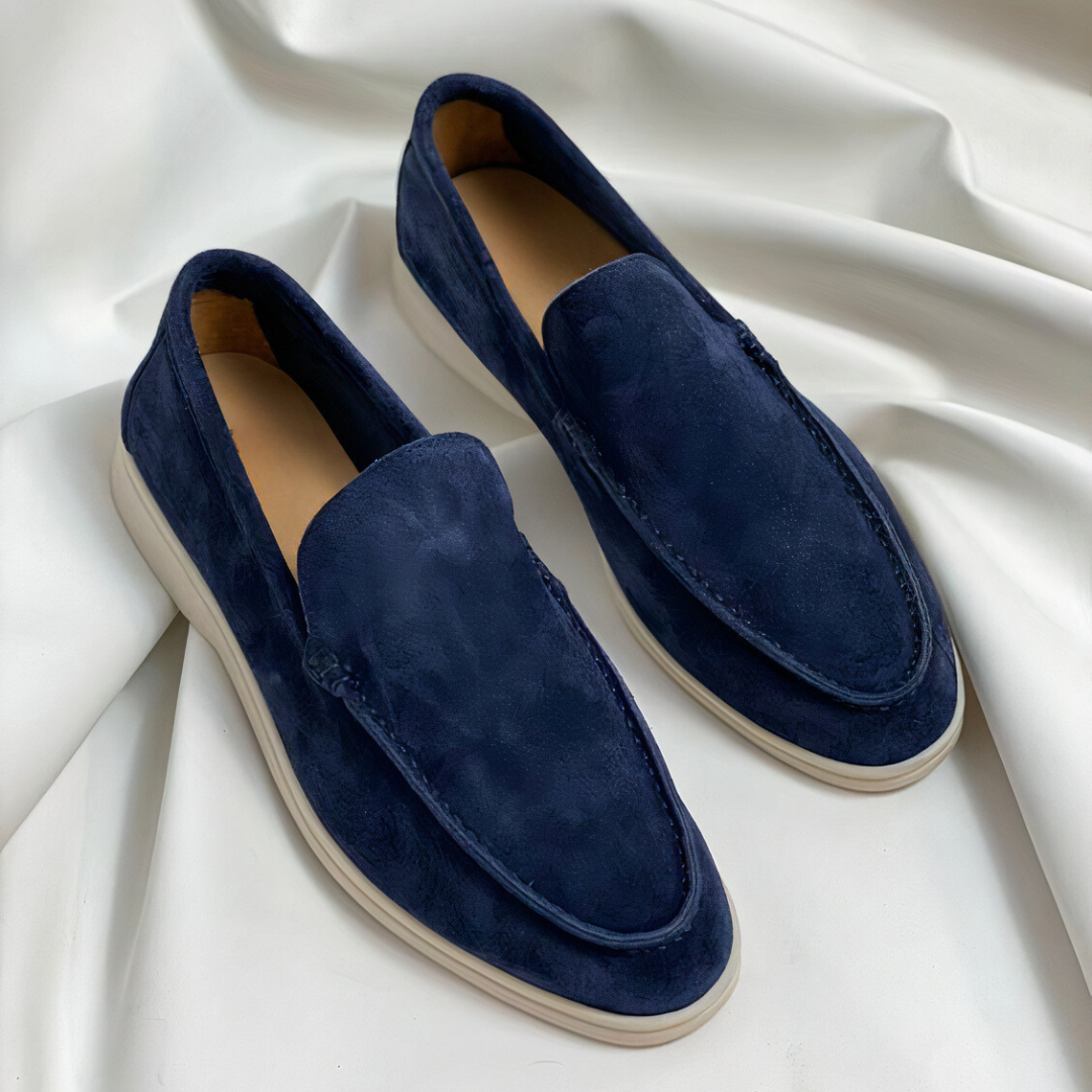 Wearclo | Men's Suede Slip-On Loafers with Stitch Detail