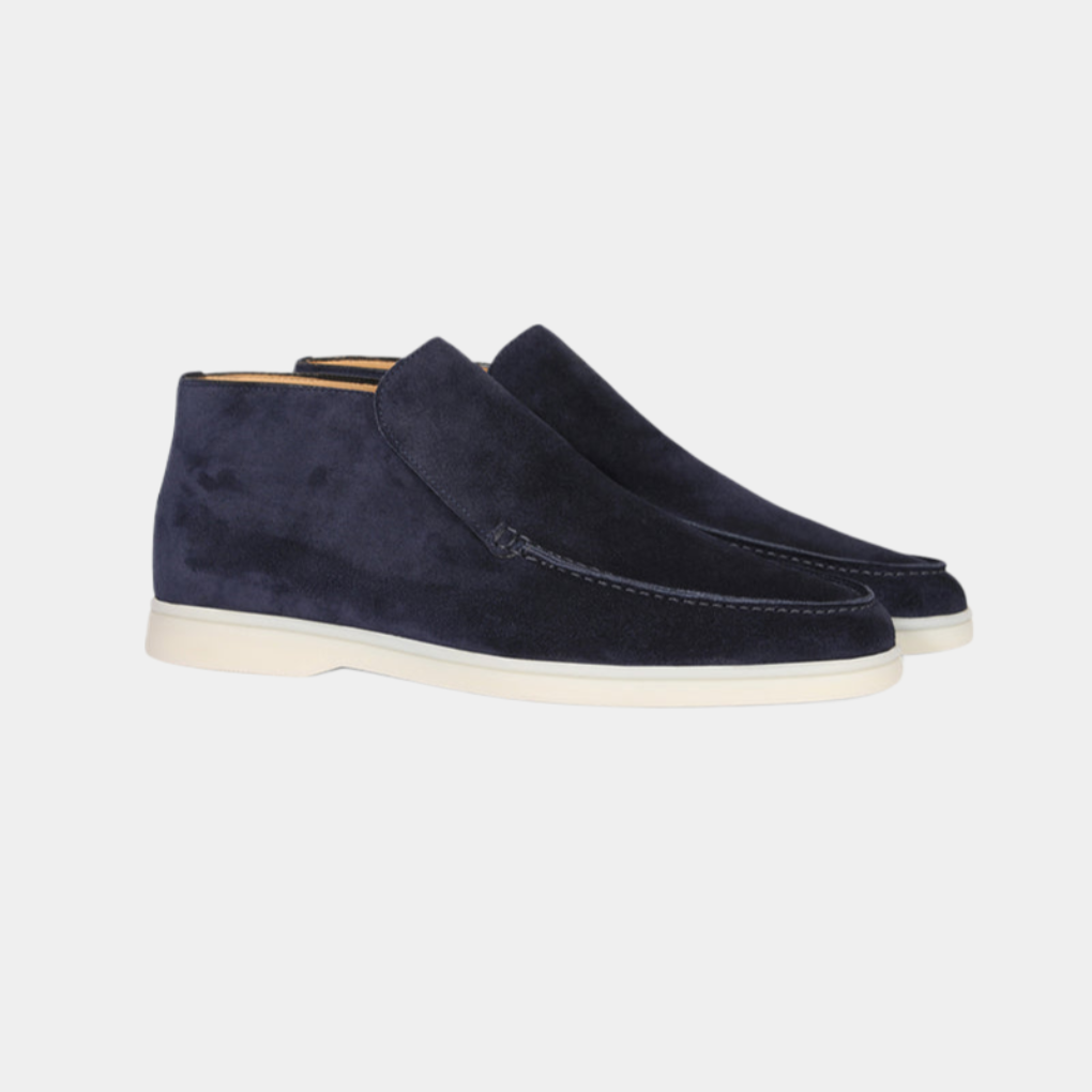 Wearclo | Men's Suede Slip-On Loafers with Stitch Detail