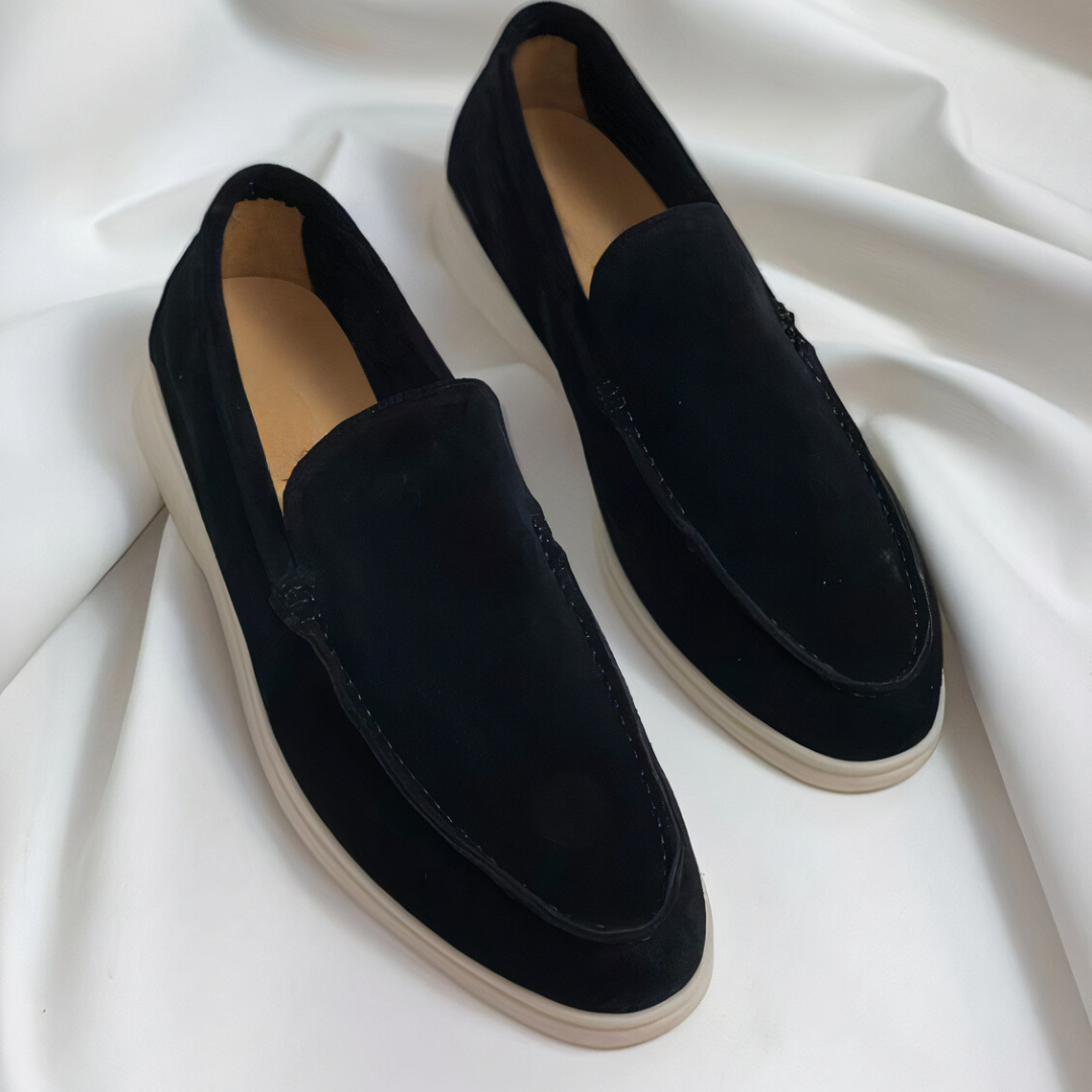 Wearclo | Men's Suede Slip-On Loafers with Stitch Detail