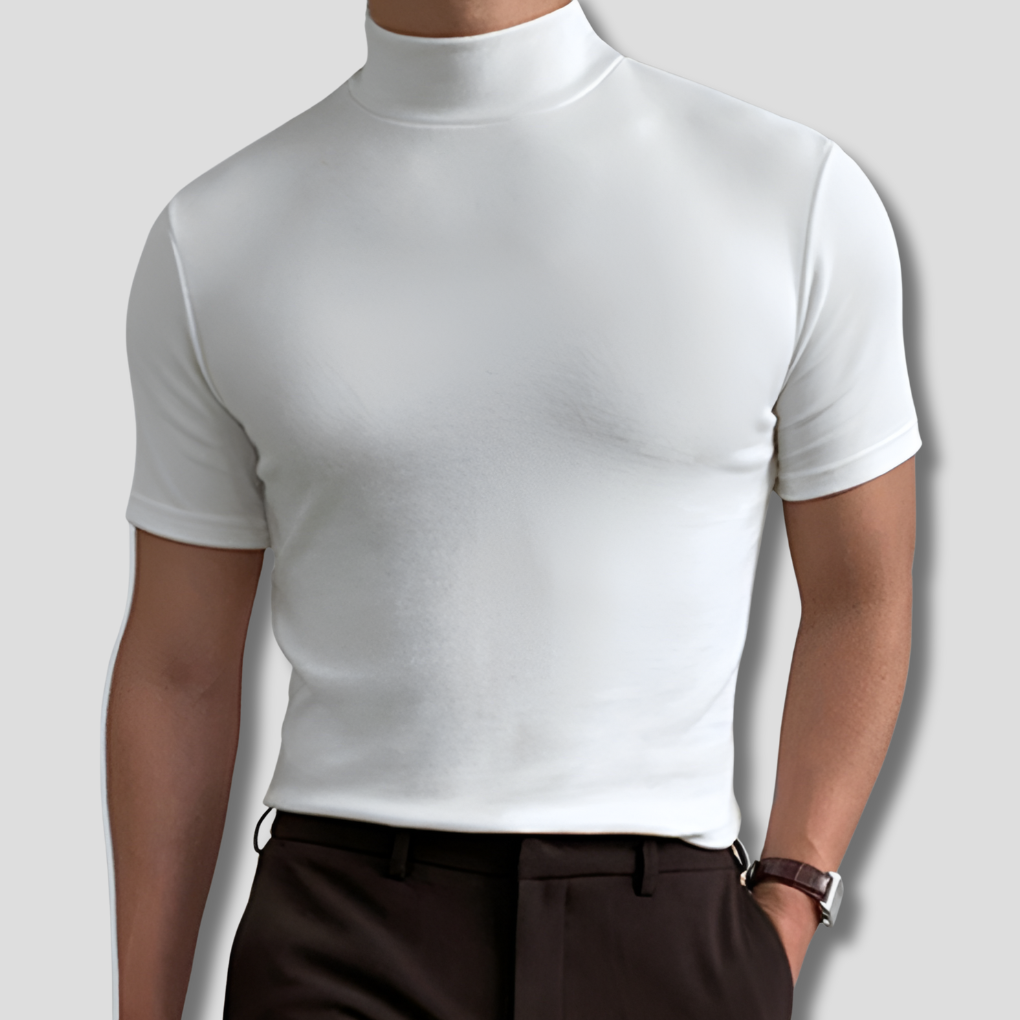 Wearclo | Men's Turtleneck Short Sleeve Shirt