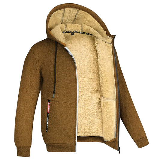 Wearclo | Men's Zip-Up Fleece Hoodie with Sherpa Lining