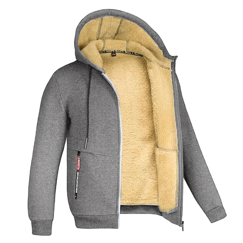 Wearclo | Men's Zip-Up Fleece Hoodie with Sherpa Lining