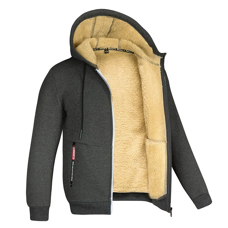 Wearclo | Men's Zip-Up Fleece Hoodie with Sherpa Lining