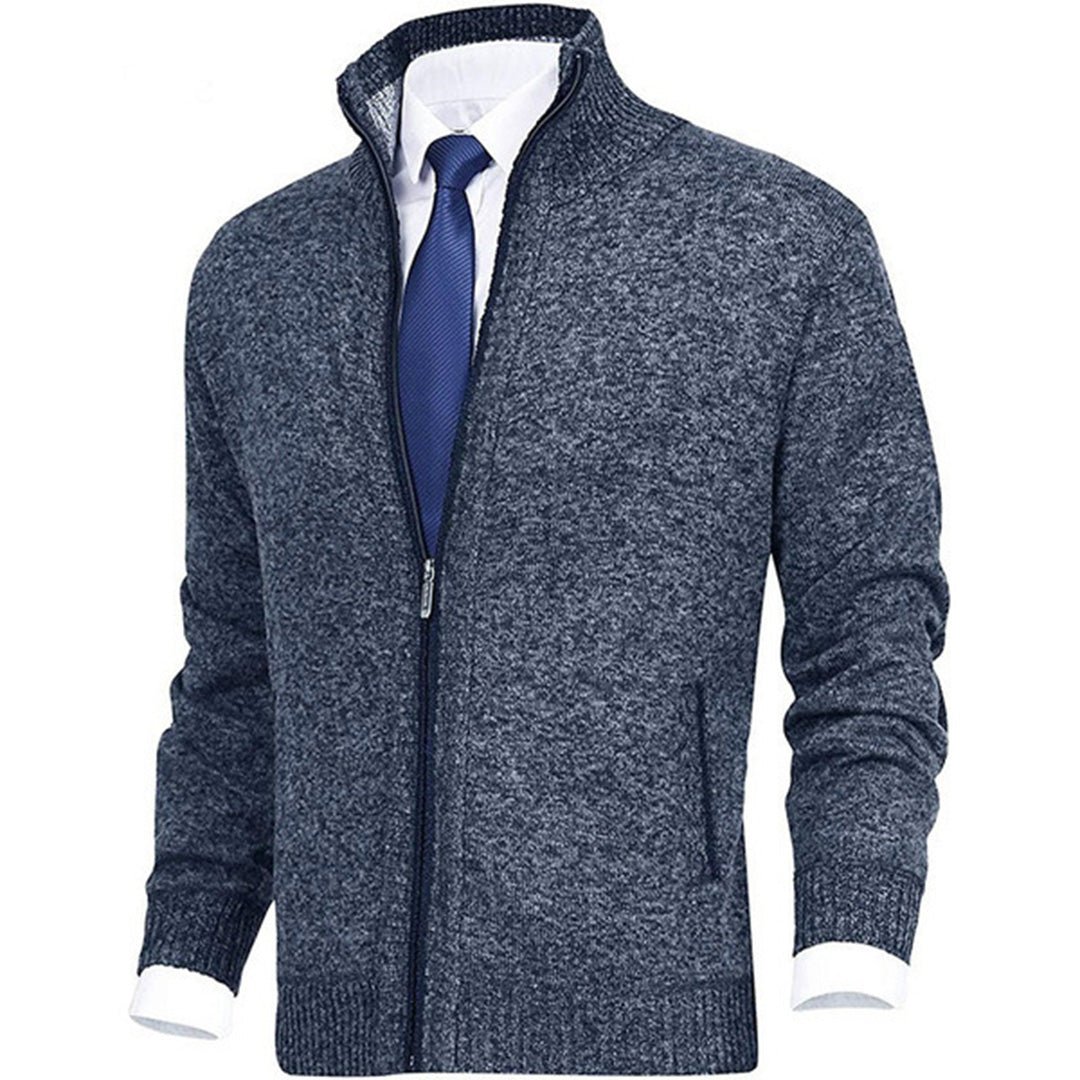 Wearclo | Men's Zip-Up Knitted Cardigan with Stand Collar