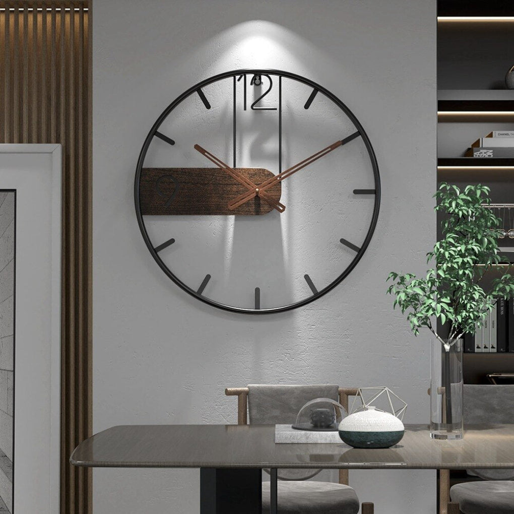Wearclo | Modern Round Wall Clock with Wood Accent