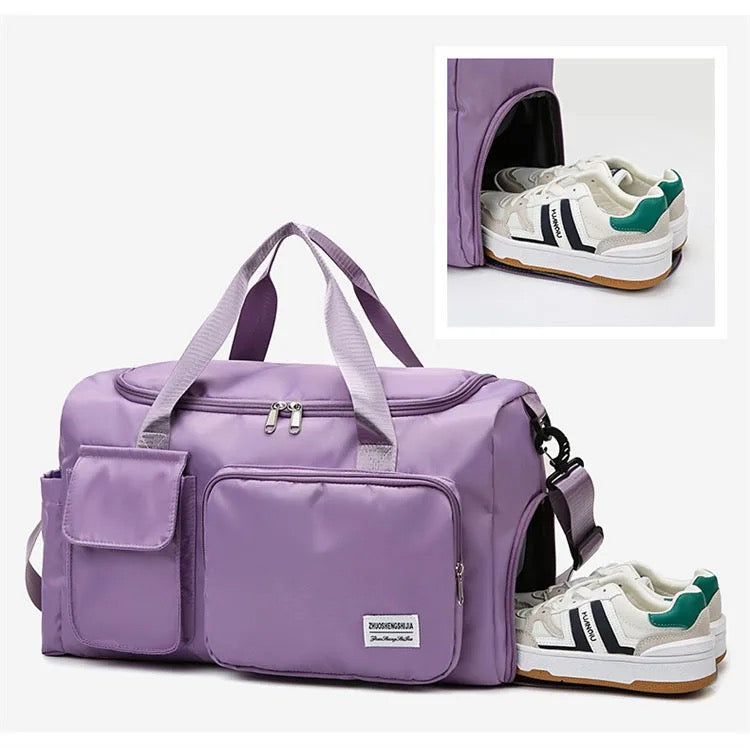 Wearclo | Multi-Pocket Travel Bag, Sports and Gym Duffle with Separate Shoe Compartment