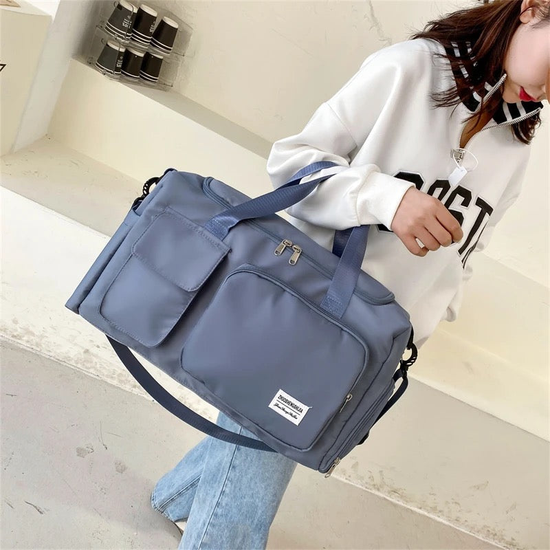 Wearclo | Multi-Pocket Travel Bag, Sports and Gym Duffle with Separate Shoe Compartment