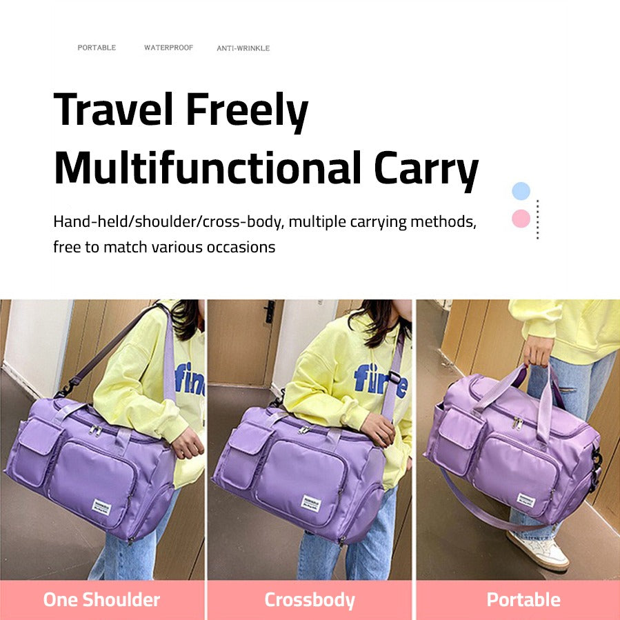 Wearclo | Multi-Pocket Travel Bag, Sports and Gym Duffle with Separate Shoe Compartment